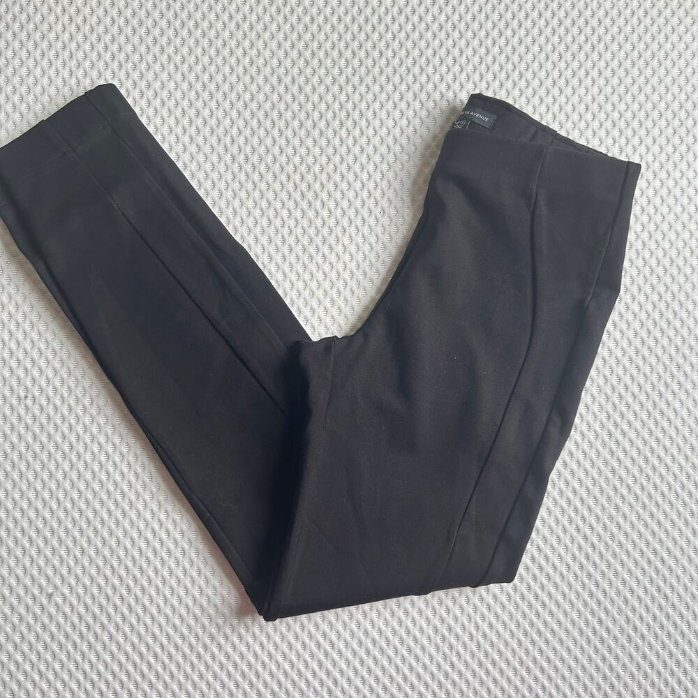 Saks Fifth Avenue Ponte Knit Slim Leg Pants Small Black 4 6 Skinny Trousers